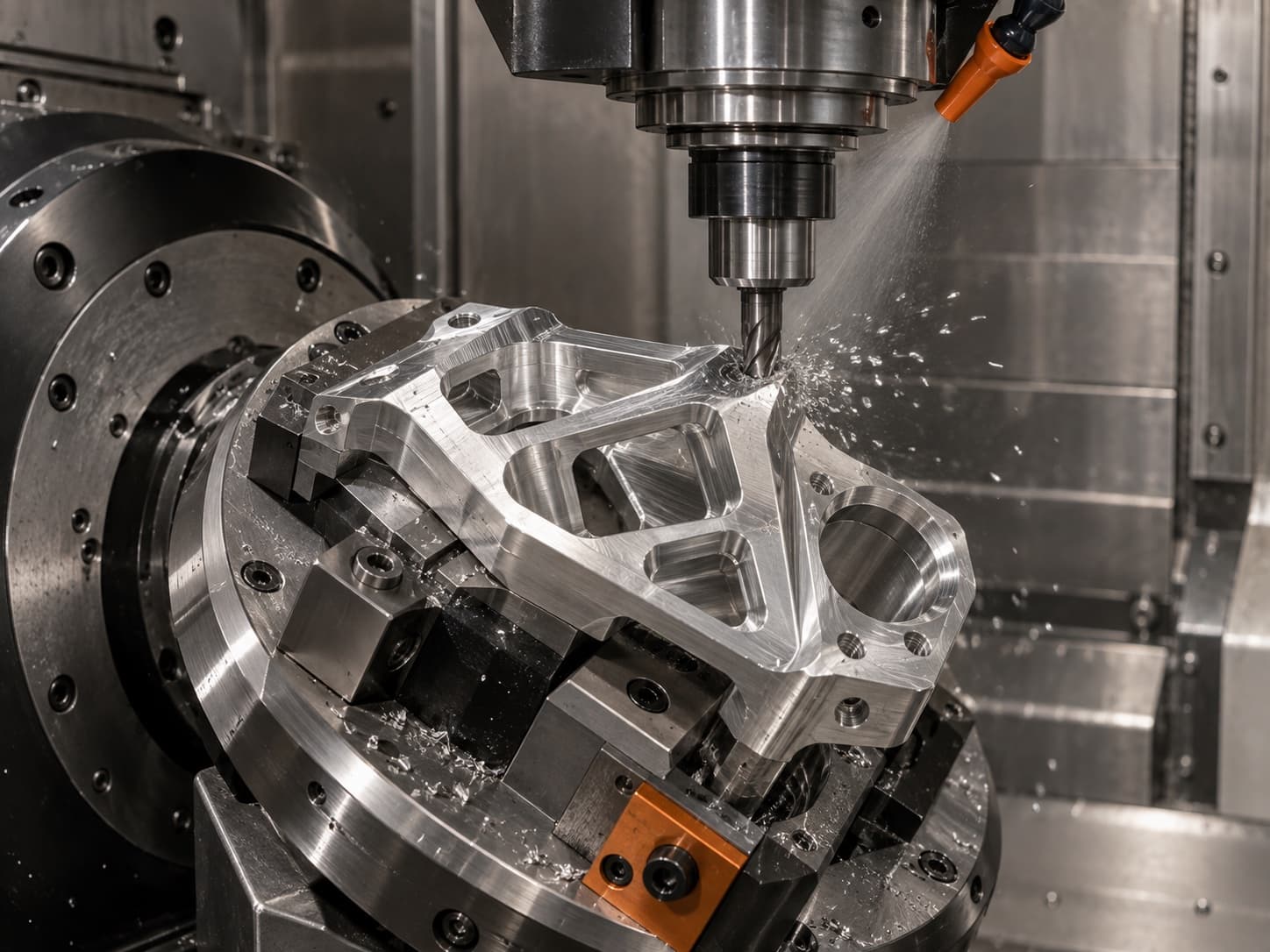 Five-axis machining of an aluminum bracket
