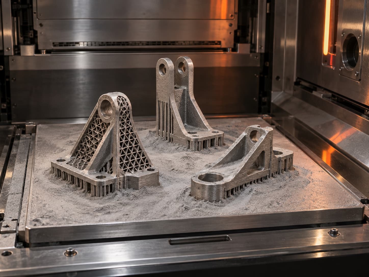 Metal additive parts on a build plate